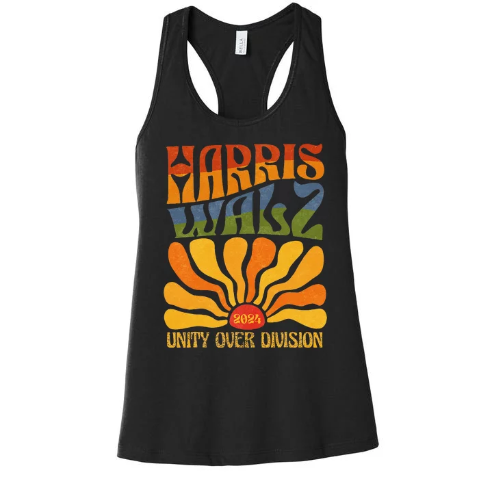 Harris Waltz 2024 Unity Over Division Kamala Harris Tim Walz Women's Racerback Tank