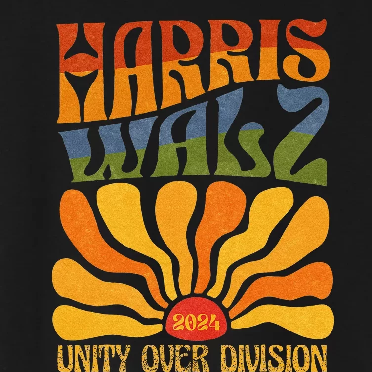 Harris Waltz 2024 Unity Over Division Kamala Harris Tim Walz Women's Crop Top Tee