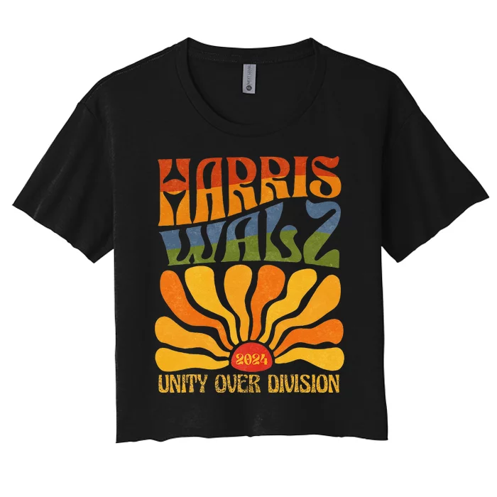 Harris Waltz 2024 Unity Over Division Kamala Harris Tim Walz Women's Crop Top Tee