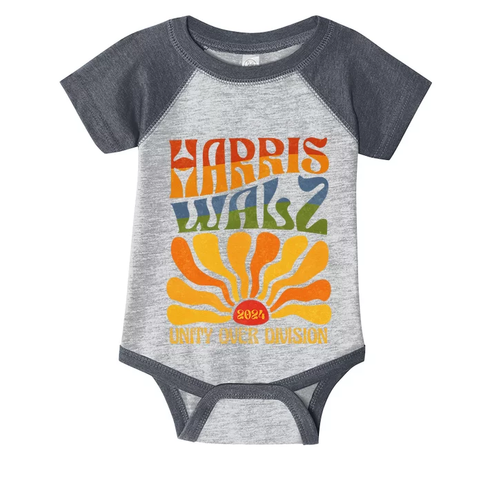 Harris Waltz 2024 Unity Over Division Kamala Harris Tim Walz Infant Baby Jersey Bodysuit