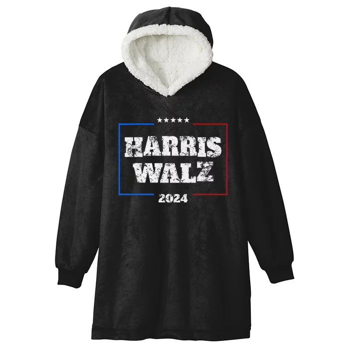 Harris Walz 2024 Election Liberal Gifts Hooded Wearable Blanket