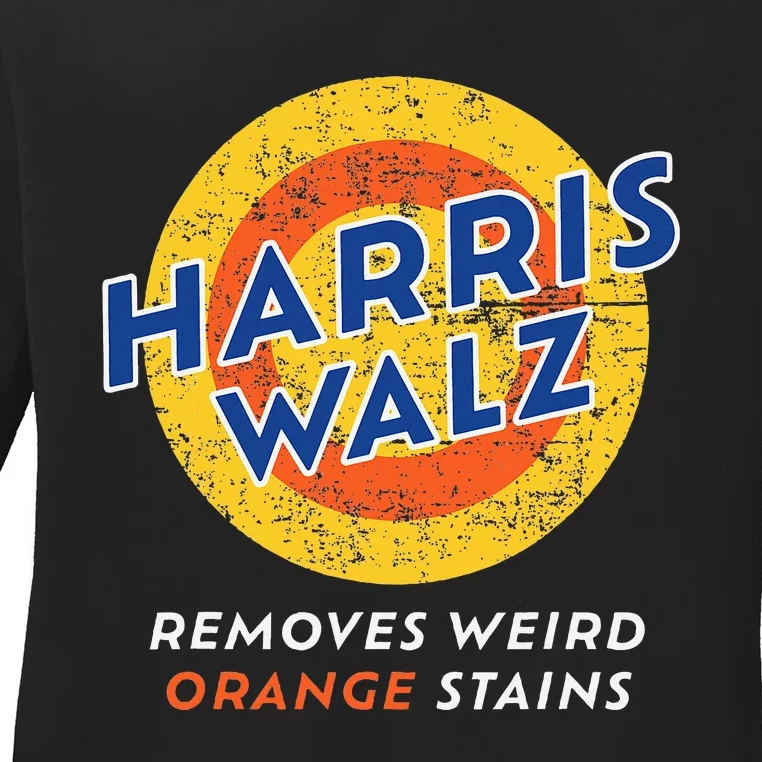 Harris Walz 2024 Waltz Removes Weird Orange Stains Ladies Long Sleeve Shirt