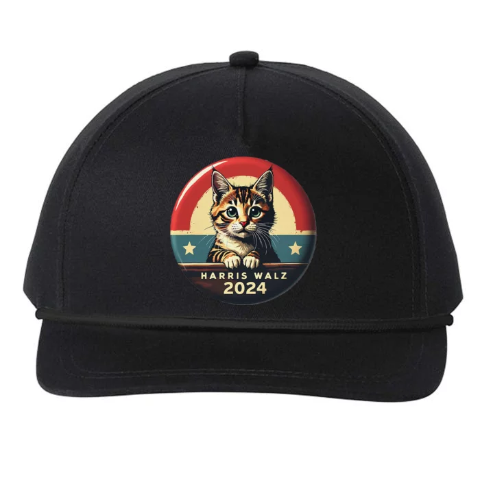 Harris Walz 2024 Funny Cat Election Kamala Harris Tim Waltz Snapback Five-Panel Rope Hat