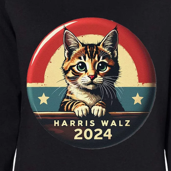 Harris Walz 2024 Funny Cat Election Kamala Harris Tim Waltz Womens California Wash Sweatshirt