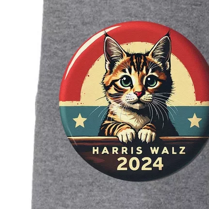 Harris Walz 2024 Funny Cat Election Kamala Harris Tim Waltz Doggie 3-End Fleece Hoodie