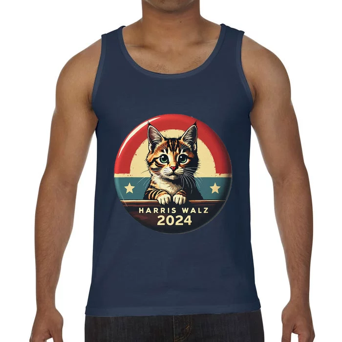 Harris Walz 2024 Funny Cat Election Kamala Harris Tim Waltz Comfort Colors® Tank Top