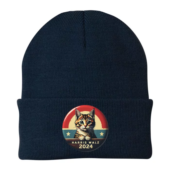 Harris Walz 2024 Funny Cat Election Kamala Harris Tim Waltz Knit Cap Winter Beanie