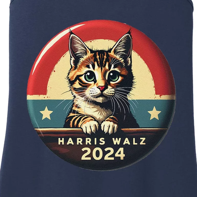 Harris Walz 2024 Funny Cat Election Kamala Harris Tim Waltz Ladies Essential Tank