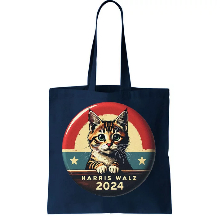 Harris Walz 2024 Funny Cat Election Kamala Harris Tim Waltz Tote Bag