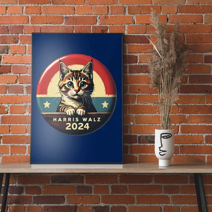 Harris Walz 2024 Funny Cat Election Kamala Harris Tim Waltz Poster