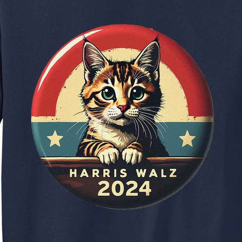 Harris Walz 2024 Funny Cat Election Kamala Harris Tim Waltz Tall Sweatshirt