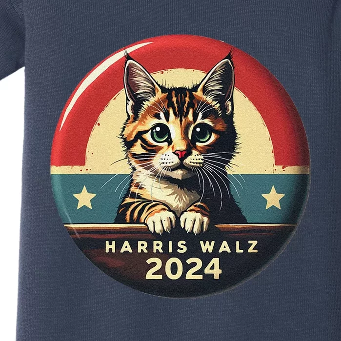 Harris Walz 2024 Funny Cat Election Kamala Harris Tim Waltz Baby Bodysuit