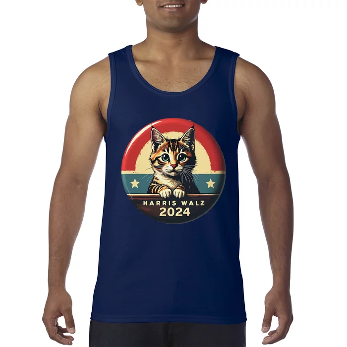 Harris Walz 2024 Funny Cat Election Kamala Harris Tim Waltz Tank Top