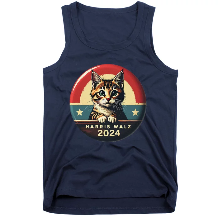 Harris Walz 2024 Funny Cat Election Kamala Harris Tim Waltz Tank Top