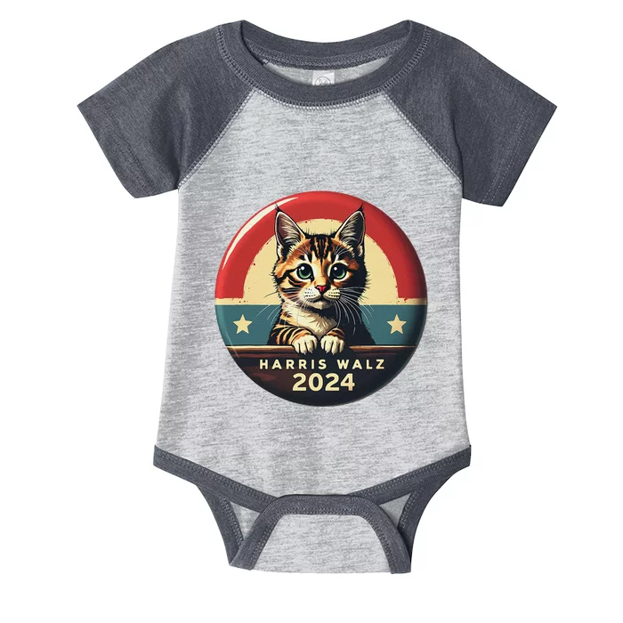 Harris Walz 2024 Funny Cat Election Kamala Harris Tim Waltz Infant Baby Jersey Bodysuit