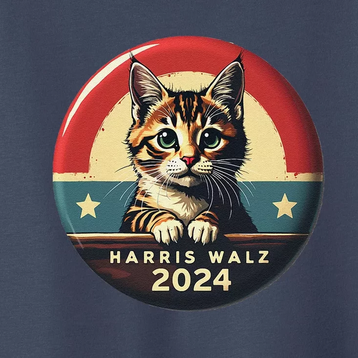 Harris Walz 2024 Funny Cat Election Kamala Harris Tim Waltz Toddler T-Shirt