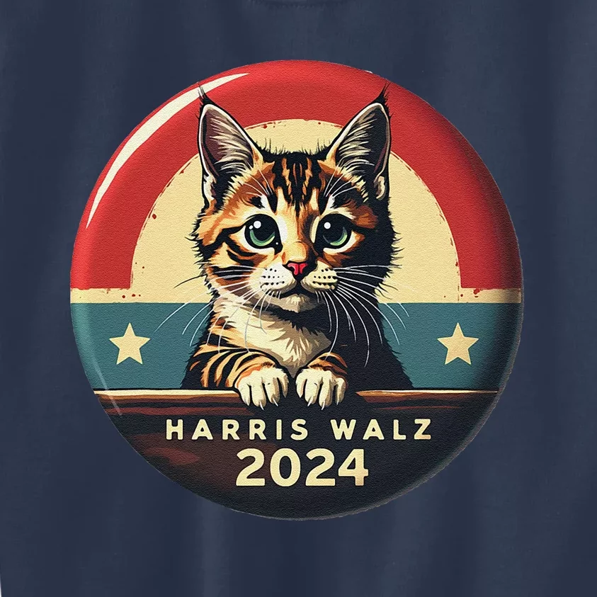 Harris Walz 2024 Funny Cat Election Kamala Harris Tim Waltz Kids Sweatshirt