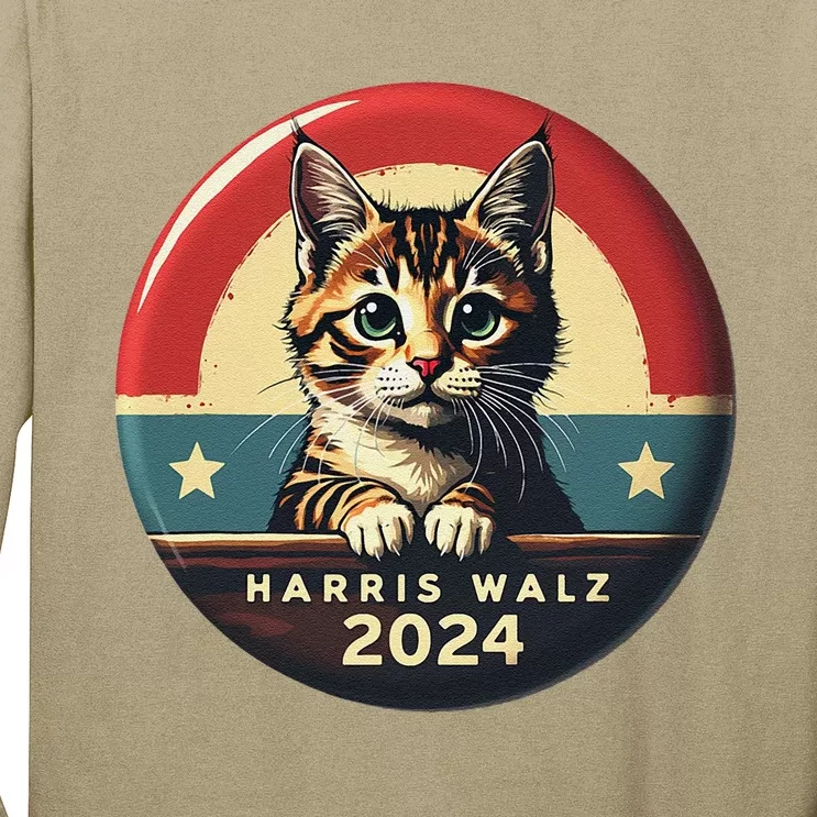 Harris Walz 2024 Funny Cat Election Kamala Harris Tim Waltz Long Sleeve Shirt