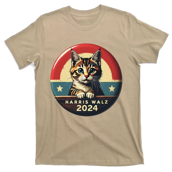 Harris Walz 2024 Funny Cat Election Kamala Harris Tim Waltz T-Shirt