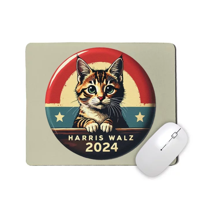 Harris Walz 2024 Funny Cat Election Kamala Harris Tim Waltz Mousepad