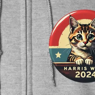 Harris Walz 2024 Funny Cat Election Kamala Harris Tim Waltz Full Zip Hoodie