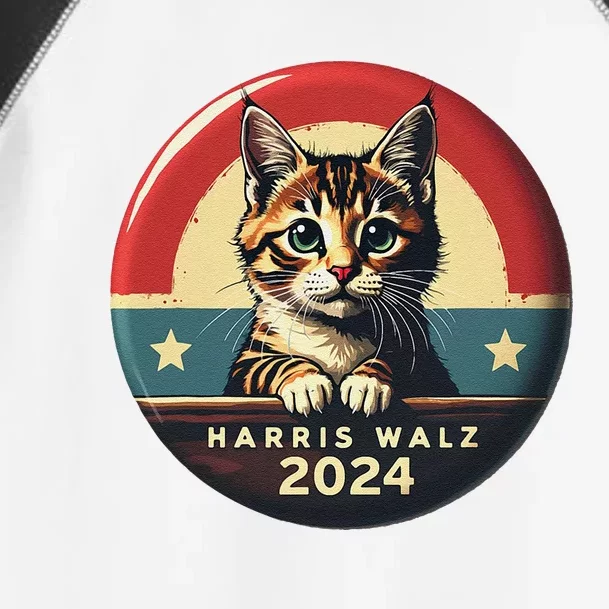 Harris Walz 2024 Funny Cat Election Kamala Harris Tim Waltz Toddler Fine Jersey T-Shirt