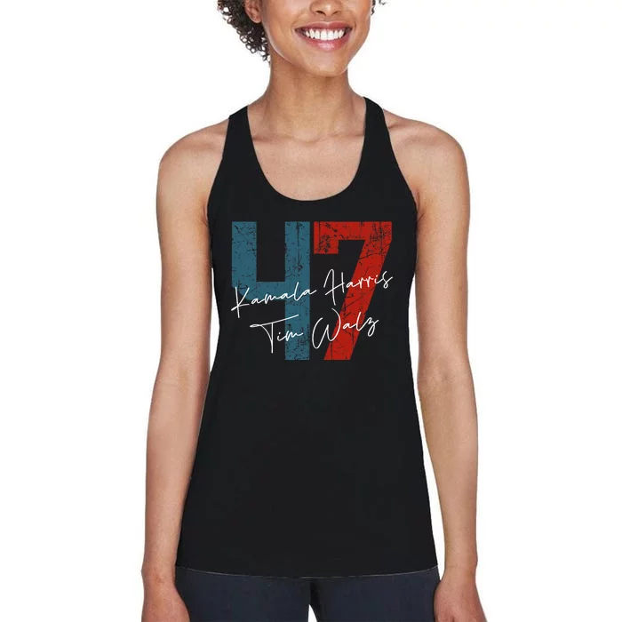 Harris Walz 47 Harris 47 Madam President Us Democratic 2024 Women's Racerback Tank