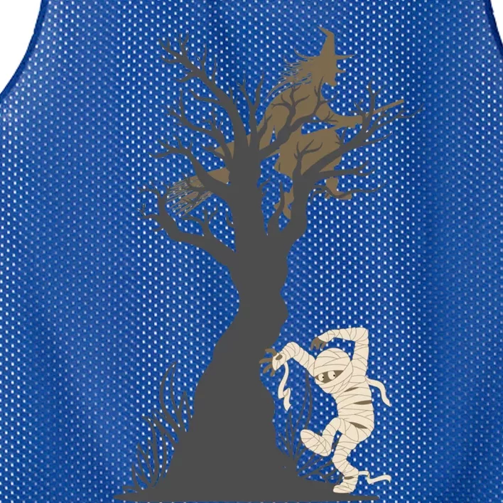 Halloween Witch And Mummy Cool Gift Mesh Reversible Basketball Jersey Tank