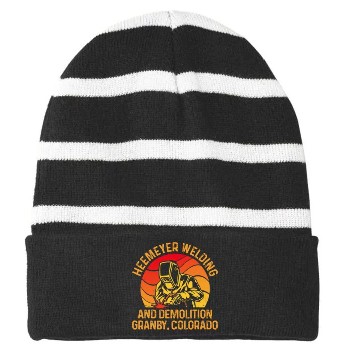 Heemeyer Welding And Demolition Grandby Colorado Welder Striped Beanie with Solid Band