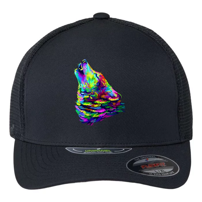 Howling Wolf Abstract Flexfit Unipanel Trucker Cap