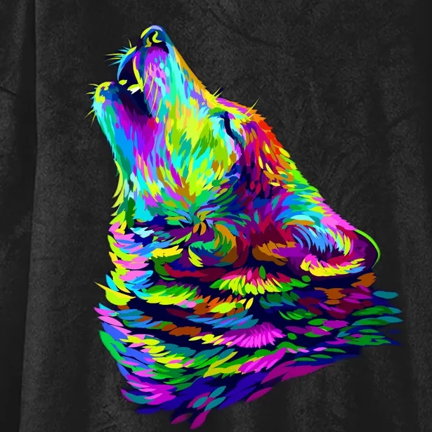 Howling Wolf Abstract Hooded Wearable Blanket