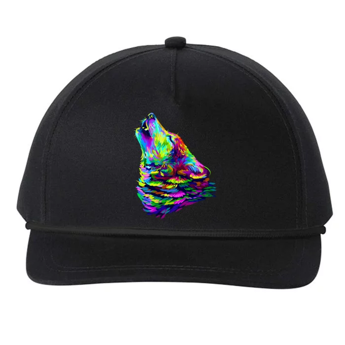 Howling Wolf Abstract Snapback Five-Panel Rope Hat