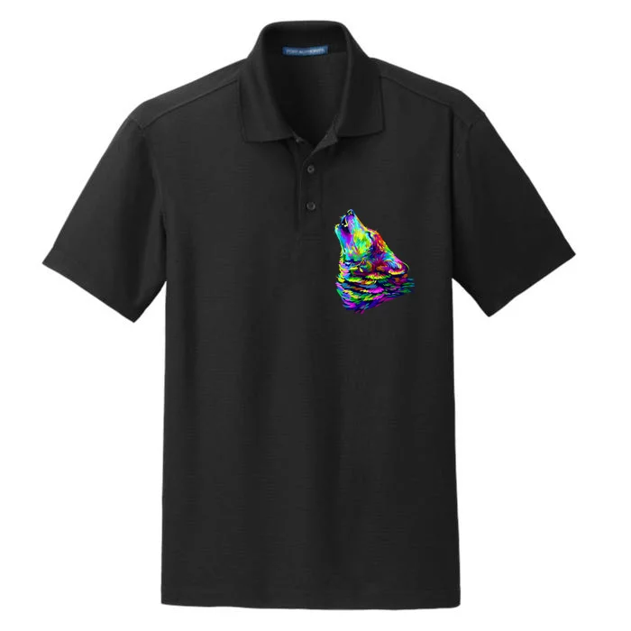 Howling Wolf Abstract Dry Zone Grid Performance Polo