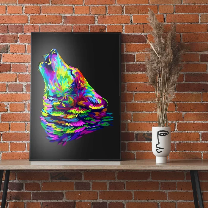 Howling Wolf Abstract Poster