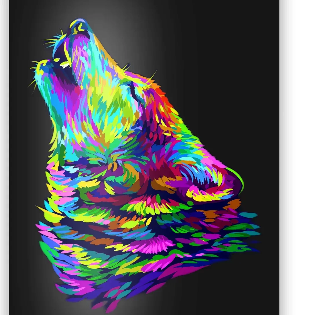 Howling Wolf Abstract Poster