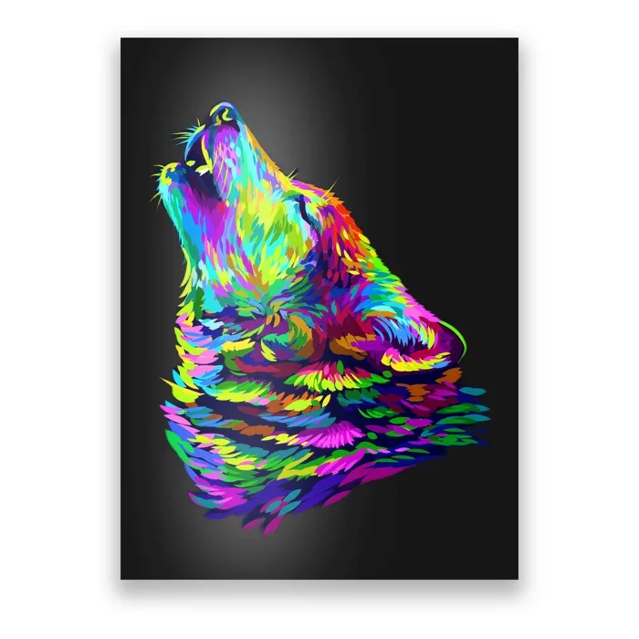 Howling Wolf Abstract Poster