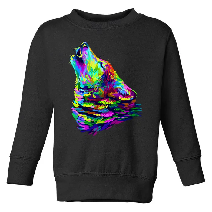 Howling Wolf Abstract Toddler Sweatshirt