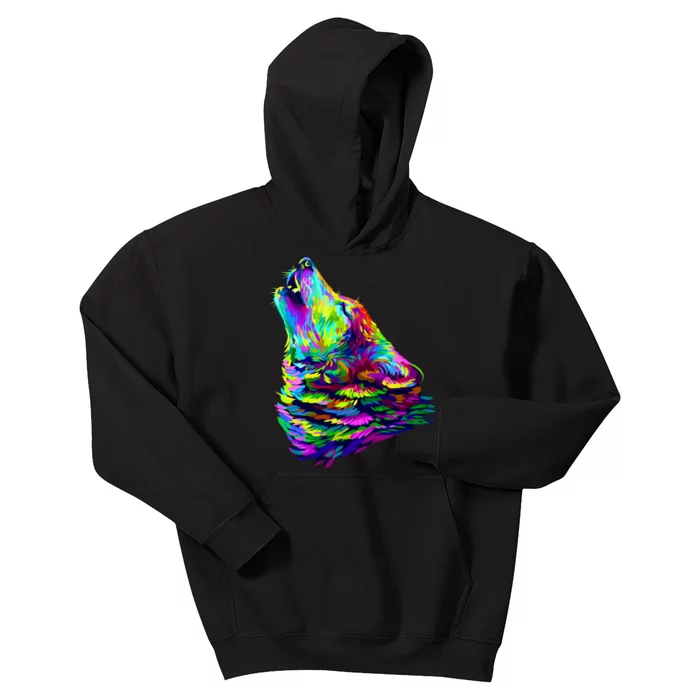 Howling Wolf Abstract Kids Hoodie