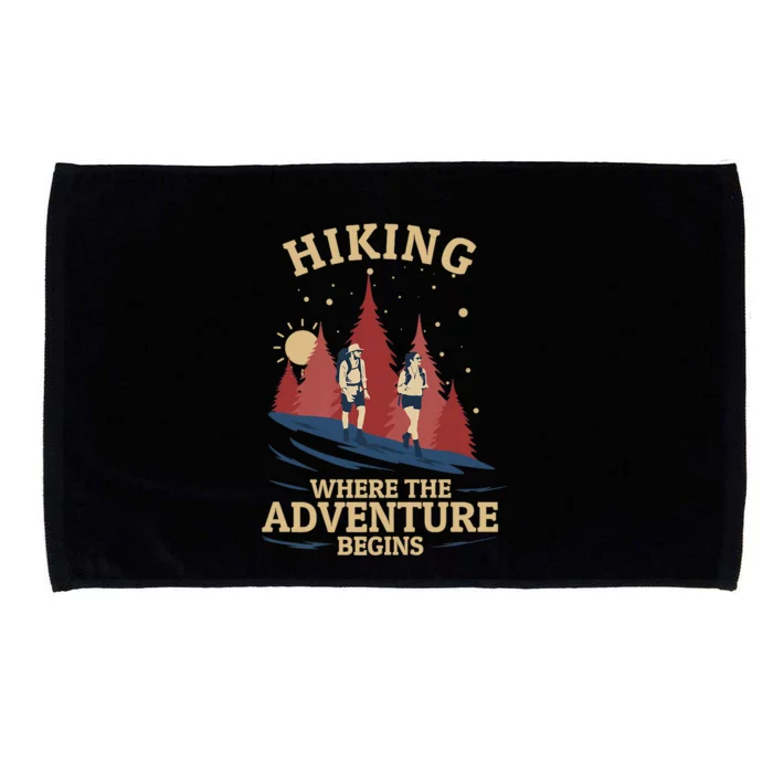 Hiking Where Adventure Begins Backpacking Outdoor Hiking Premium Microfiber Hand Towel