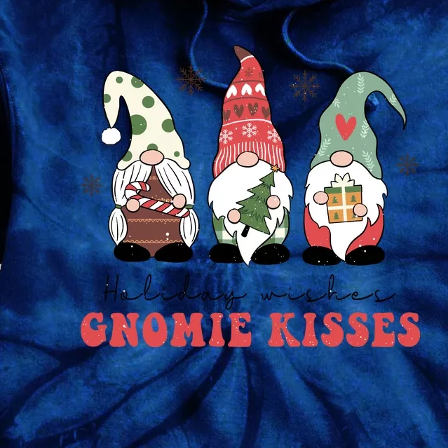 Holiday Wishes And Gnomie Kisses Xmas Christmas Gnome Tie Dye Hoodie