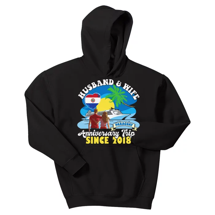 Husband & Wife Anniversary Trip Since 2018 Paraguay Kids Hoodie