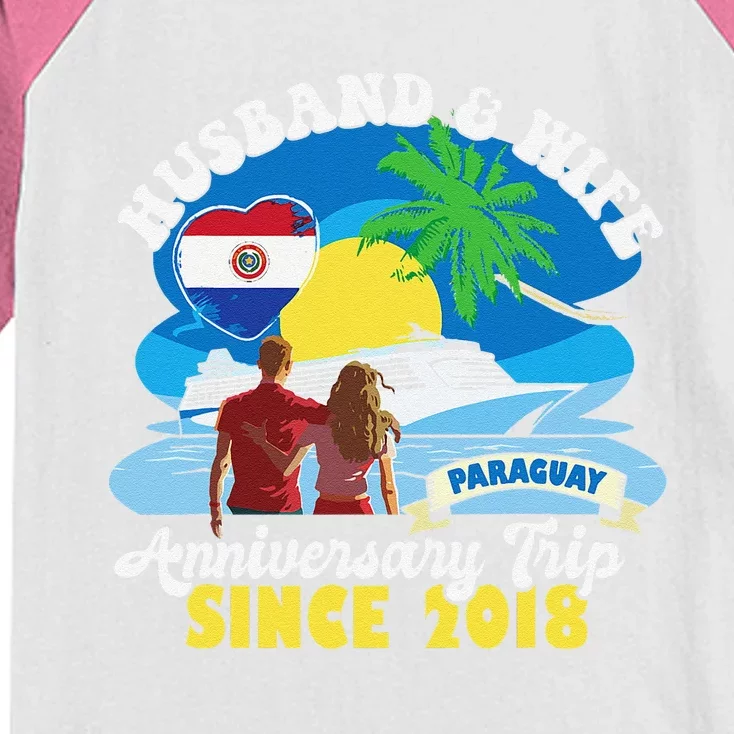 Husband & Wife Anniversary Trip Since 2018 Paraguay Kids Colorblock Raglan Jersey