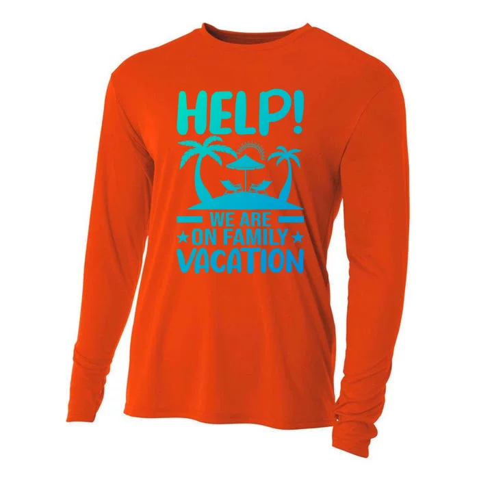 Help We Are On Family Vacay Funny Retro Costume Gift Cooling Performance Long Sleeve Crew