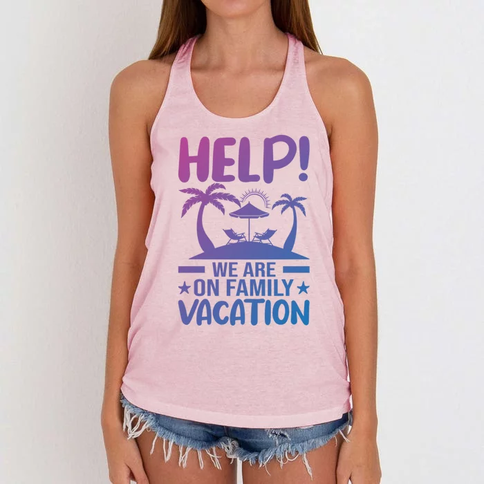 Help We Are On Family Vacay Funny Retro Costume Gift Women's Knotted Racerback Tank