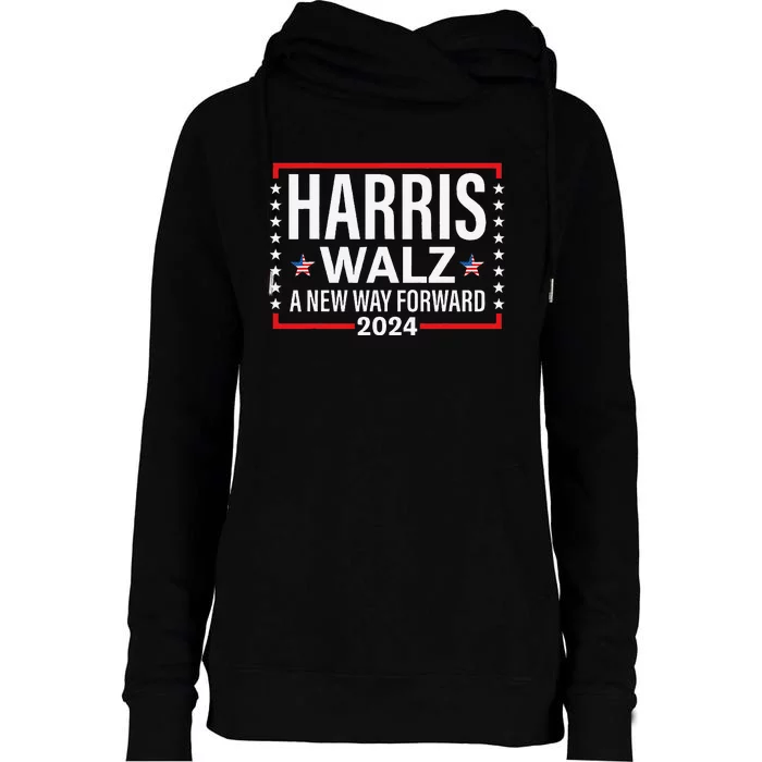 Harris Walz A New Way Forward 2024 Womens Funnel Neck Pullover Hood