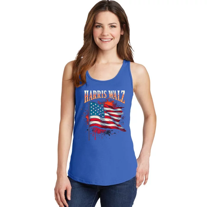 Harris Walz American Flag Gift Ladies Essential Tank