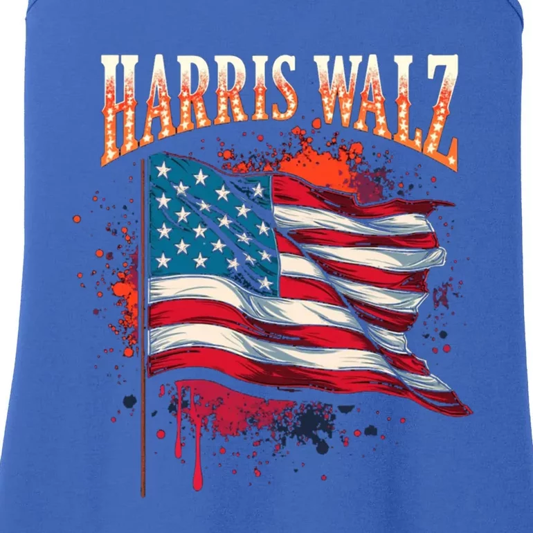 Harris Walz American Flag Gift Ladies Essential Tank