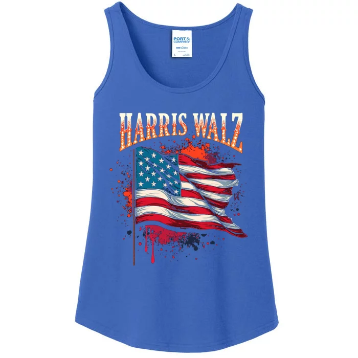 Harris Walz American Flag Gift Ladies Essential Tank