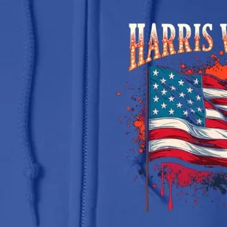 Harris Walz American Flag Gift Full Zip Hoodie