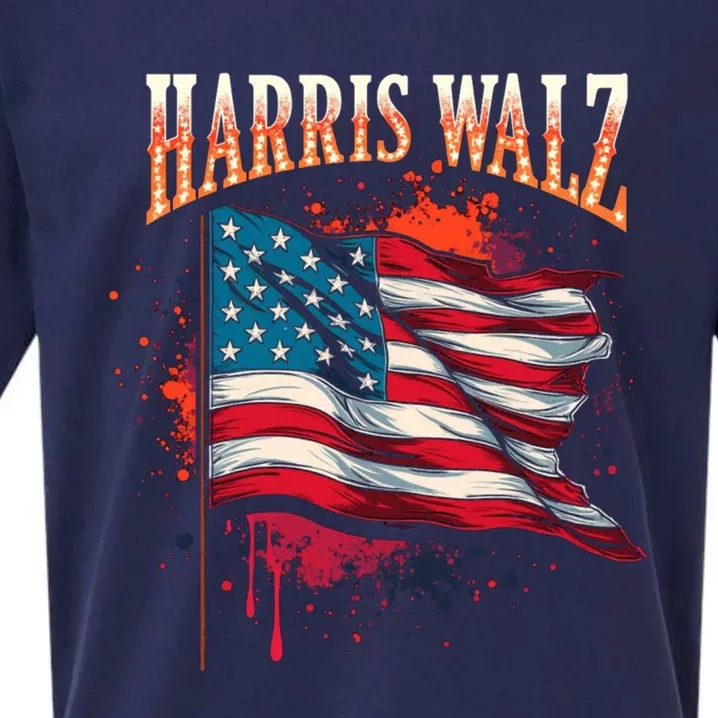 Harris Walz American Flag Gift Sueded Cloud Jersey T-Shirt